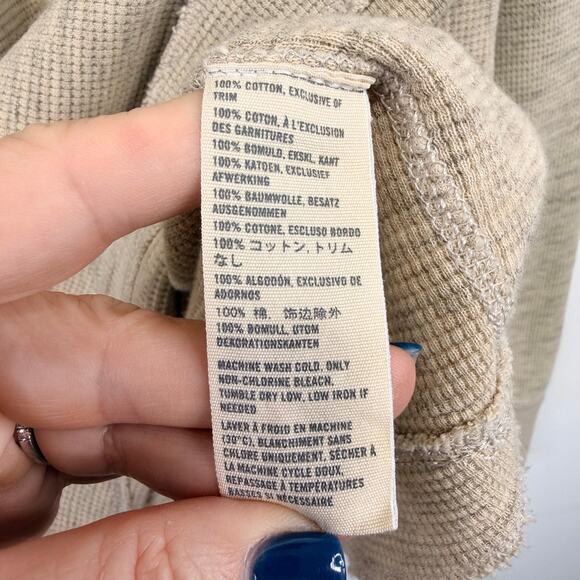 Abercrombie & Fitch Waffle Knit Thermal Long Sleeve Shirt Mens L Crewneck Moose - Picture 5 of 7